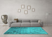 Machine Washable Oriental Turquoise Industrial Area Rugs in a Living Room,, wshurb2069turq