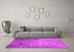 Machine Washable Oriental Pink Industrial Rug in a Living Room, wshurb2069pnk