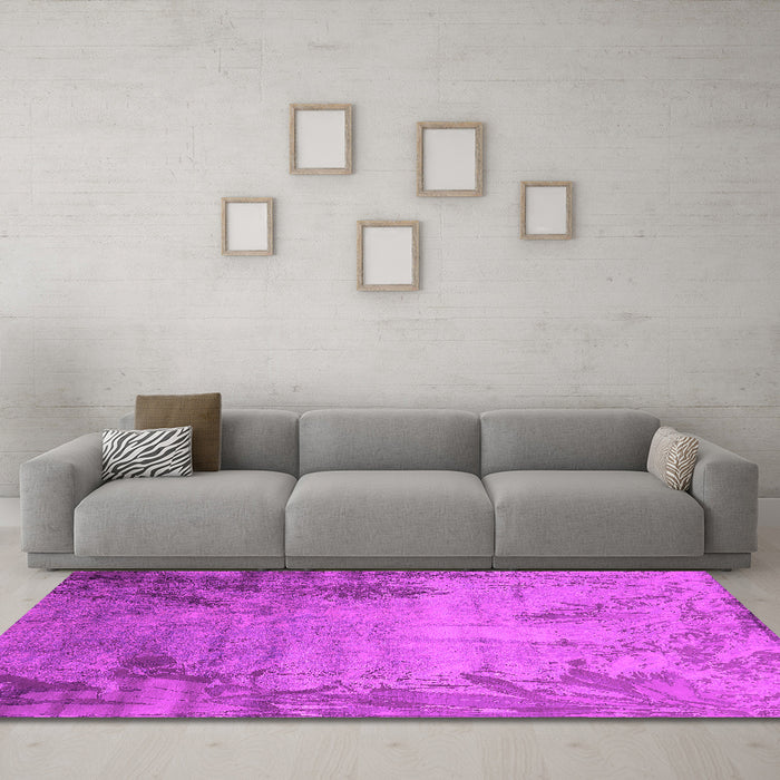 Machine Washable Oriental Pink Industrial Rug in a Living Room, wshurb2069pnk
