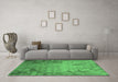 Machine Washable Oriental Emerald Green Industrial Area Rugs in a Living Room,, wshurb2069emgrn