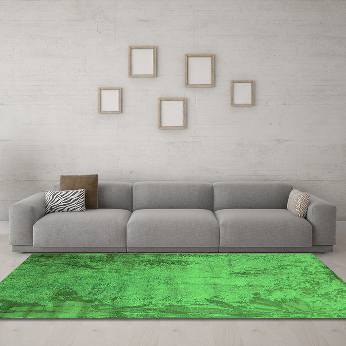 Machine Washable Oriental Green Industrial Area Rugs in a Living Room,, wshurb2069grn