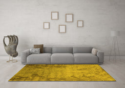 Machine Washable Oriental Yellow Industrial Rug in a Living Room, wshurb2069yw