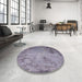 Round Machine Washable Industrial Modern Dark Gray Rug in a Office, wshurb2069