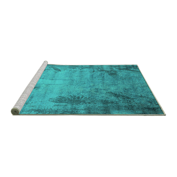 Sideview of Machine Washable Oriental Turquoise Industrial Area Rugs, wshurb2069turq