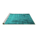 Sideview of Machine Washable Oriental Turquoise Industrial Area Rugs, wshurb2069turq