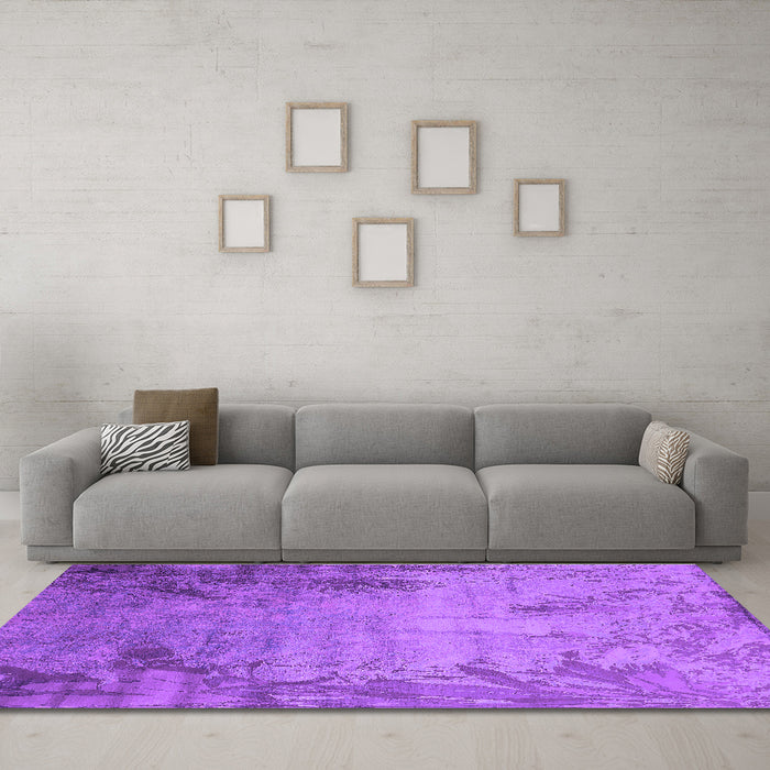Machine Washable Oriental Purple Industrial Area Rugs in a Living Room, wshurb2069pur