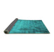 Sideview of Oriental Turquoise Industrial Rug, urb2069turq