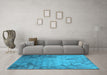 Machine Washable Oriental Light Blue Industrial Rug in a Living Room, wshurb2069lblu