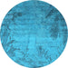 Round Oriental Light Blue Industrial Rug, urb2069lblu