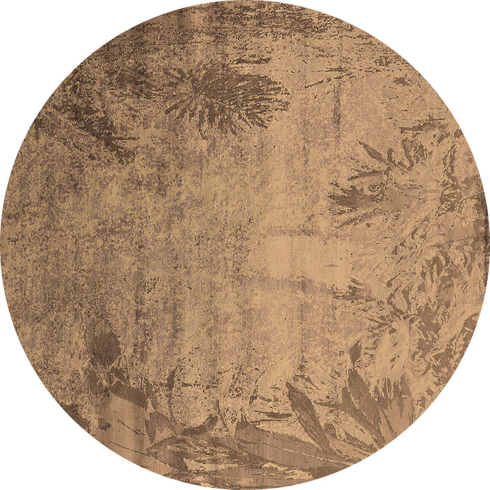 Round Oriental Brown Industrial Rug, urb2069brn