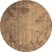 Round Oriental Brown Industrial Rug, urb2069brn