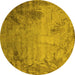 Round Oriental Yellow Industrial Rug, urb2069yw