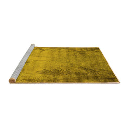 Sideview of Machine Washable Oriental Yellow Industrial Rug, wshurb2069yw