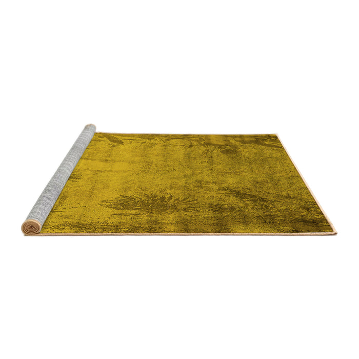 Sideview of Machine Washable Oriental Yellow Industrial Rug, wshurb2069yw