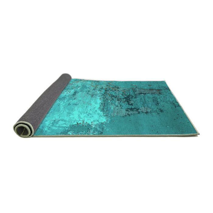 Sideview of Oriental Turquoise Industrial Rug, urb2070turq