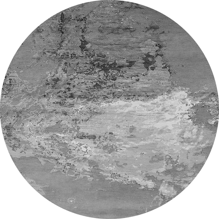 Round Machine Washable Oriental Gray Industrial Rug, wshurb2070gry