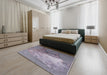 Mid-Century Modern Purple Oriental Rug in a Bedroom, urb2070