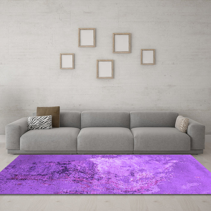 Machine Washable Oriental Purple Industrial Area Rugs in a Living Room, wshurb2070pur