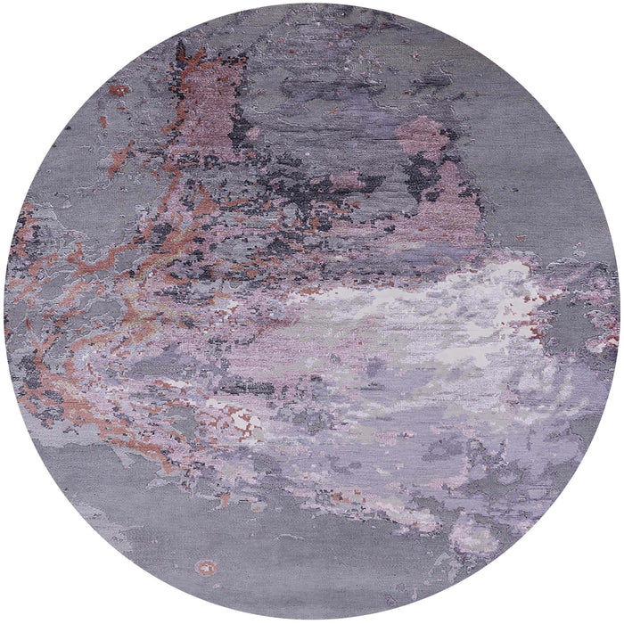 Round Machine Washable Industrial Modern Viola Purple Rug, wshurb2070