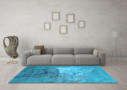 Machine Washable Oriental Light Blue Industrial Rug in a Living Room, wshurb2070lblu