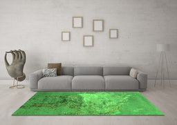 Machine Washable Oriental Green Industrial Area Rugs in a Living Room,, wshurb2070grn