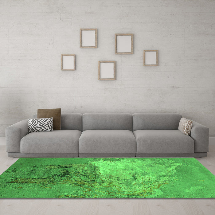 Machine Washable Oriental Green Industrial Area Rugs in a Living Room,, wshurb2070grn