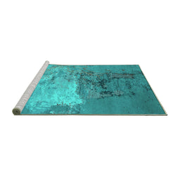 Sideview of Machine Washable Oriental Turquoise Industrial Area Rugs, wshurb2070turq