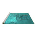 Sideview of Machine Washable Oriental Turquoise Industrial Area Rugs, wshurb2070turq