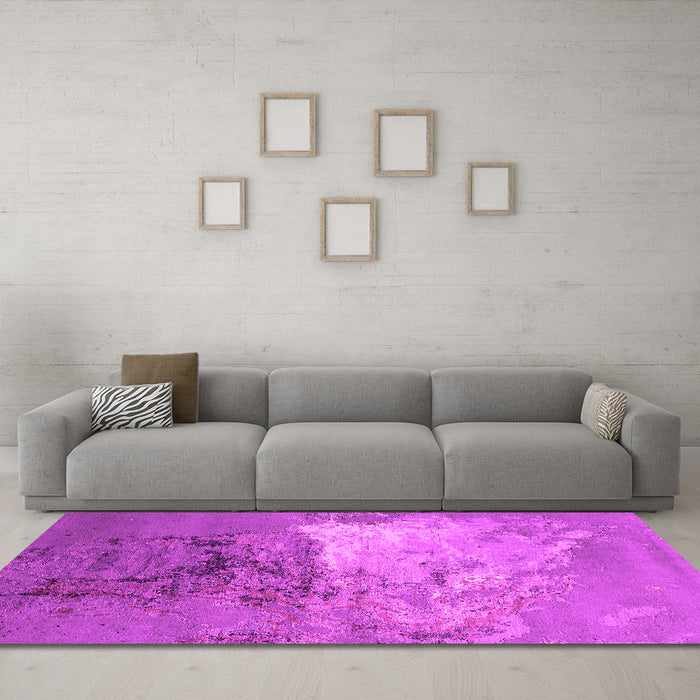 Machine Washable Oriental Pink Industrial Rug in a Living Room, wshurb2070pnk