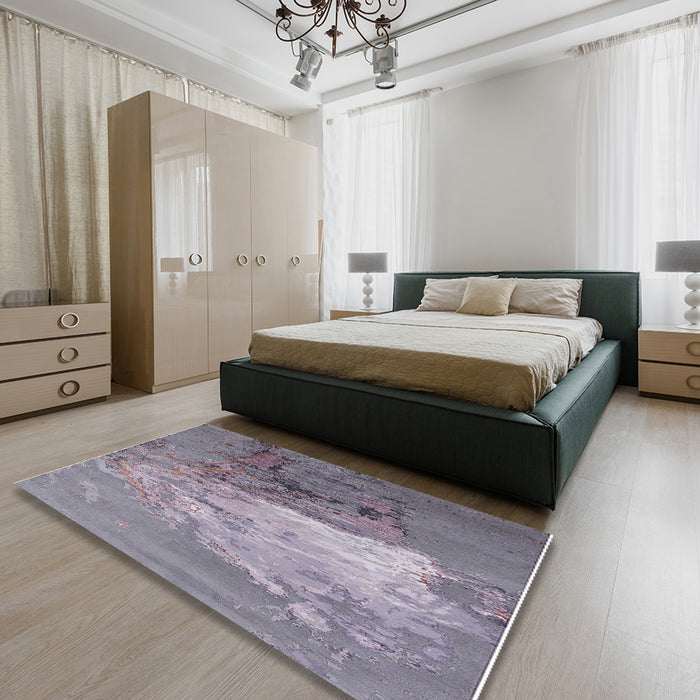 Machine Washable Industrial Modern Viola Purple Rug in a Bedroom, wshurb2070