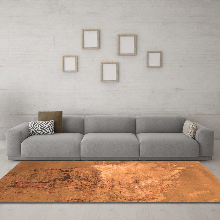 Machine Washable Oriental Orange Industrial Area Rugs in a Living Room, wshurb2070org