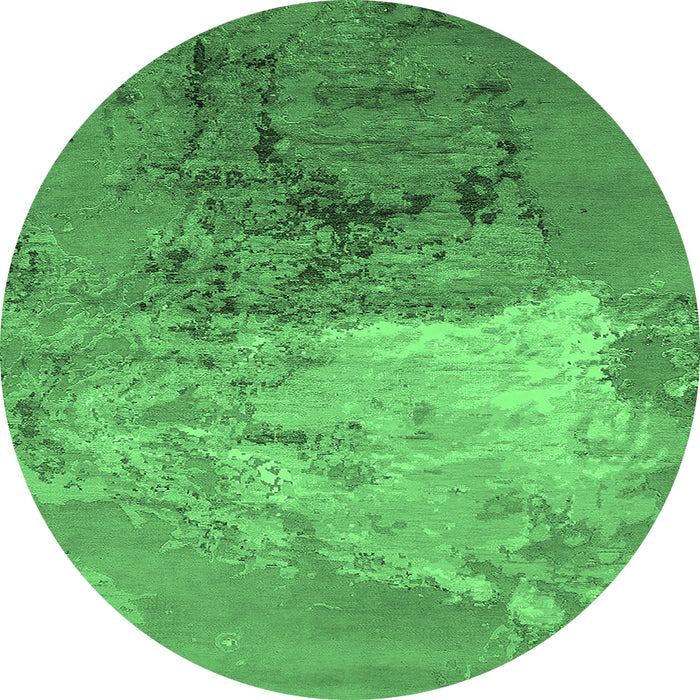 Round Oriental Emerald Green Industrial Rug, urb2070emgrn