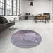 Round Machine Washable Industrial Modern Viola Purple Rug in a Office, wshurb2070