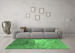 Machine Washable Oriental Emerald Green Industrial Area Rugs in a Living Room,, wshurb2070emgrn