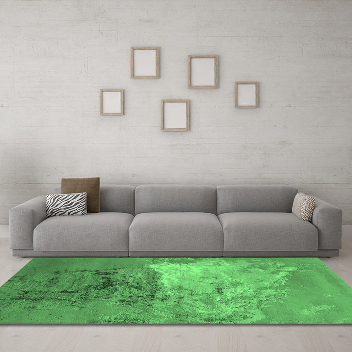 Machine Washable Oriental Emerald Green Industrial Area Rugs in a Living Room,, wshurb2070emgrn
