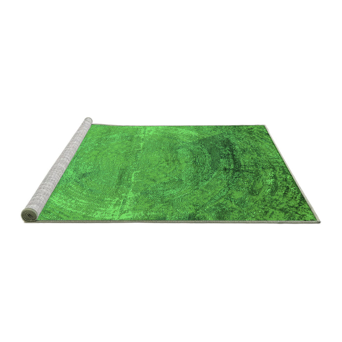 Sideview of Machine Washable Oriental Green Industrial Area Rugs, wshurb2071grn