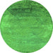 Round Oriental Green Industrial Rug, urb2071grn