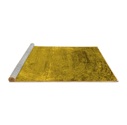 Sideview of Machine Washable Oriental Yellow Industrial Rug, wshurb2071yw