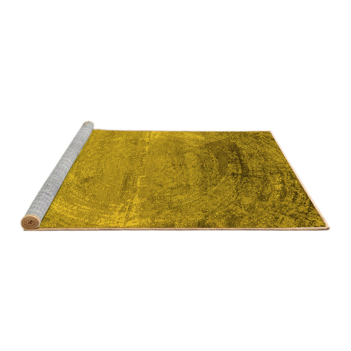 Sideview of Machine Washable Oriental Yellow Industrial Rug, wshurb2071yw