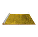 Sideview of Machine Washable Oriental Yellow Industrial Rug, wshurb2071yw