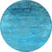 Round Oriental Light Blue Industrial Rug, urb2071lblu