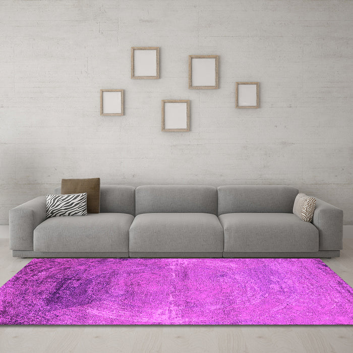Machine Washable Oriental Pink Industrial Rug in a Living Room, wshurb2071pnk