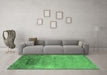 Machine Washable Oriental Emerald Green Industrial Area Rugs in a Living Room,, wshurb2071emgrn