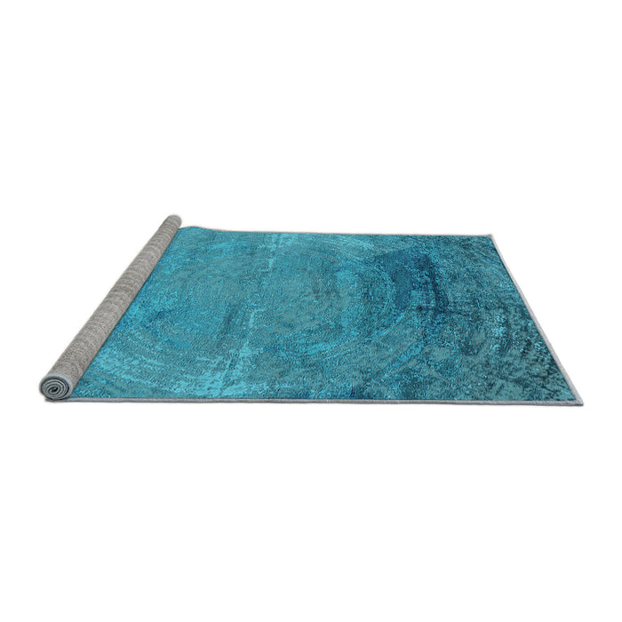 Sideview of Machine Washable Oriental Light Blue Industrial Rug, wshurb2071lblu