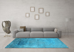 Machine Washable Oriental Light Blue Industrial Rug in a Living Room, wshurb2071lblu