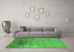 Machine Washable Oriental Green Industrial Area Rugs in a Living Room,, wshurb2071grn