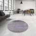 Round Mid-Century Modern Purple Oriental Rug in a Office, urb2071