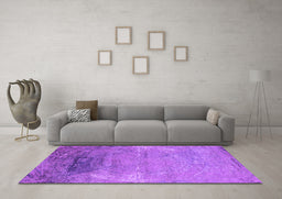 Machine Washable Oriental Purple Industrial Area Rugs in a Living Room, wshurb2071pur