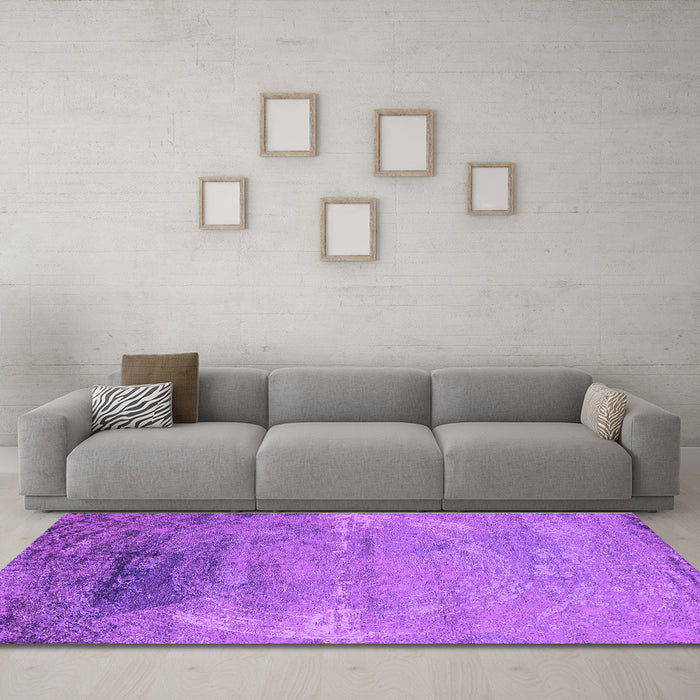 Machine Washable Oriental Purple Industrial Area Rugs in a Living Room, wshurb2071pur