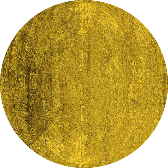 Round Oriental Yellow Industrial Rug, urb2071yw